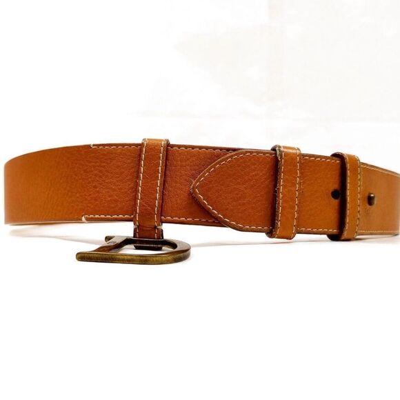 Christian DIOR Cognac Brown Leather D Charm Saddle Belt 85 cm Auth US Medium main image 8